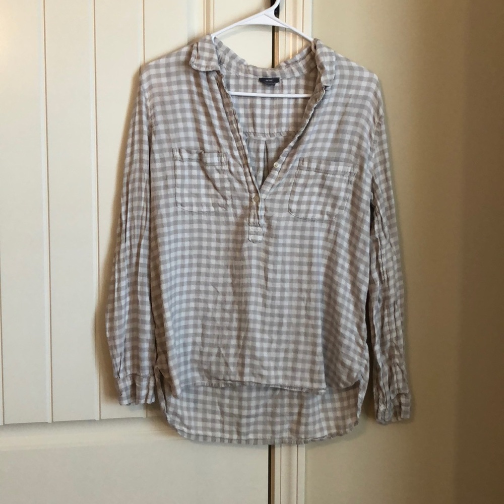 Grey gingham blouse from Aerie